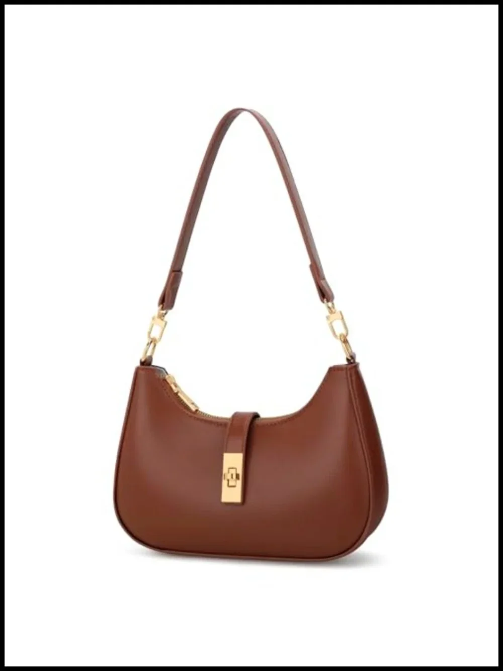 Vegan Leather Hobo Handbag with Detachable Chain Strap